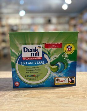 Капсулы для стирки белого белья Denkmit 3 в 1 Aktiv-Caps 22 шт 0003 фото