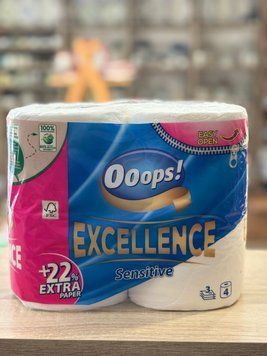 Туалетний папір Ooops! Excellence Sensitive 3-шаровий 4 рулони 00403 фото