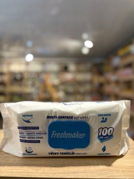 Вологі серветки для прибирання поверхонь Freshmaker Multi-Surface з відбілювачем та білим оцтом, 100 шт 00164 фото