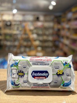 Вологі серветки для прибирання поверхонь Freshmaker Multi-Surface з лимонною олією та білим оцтом, 50 шт 00165 фото
