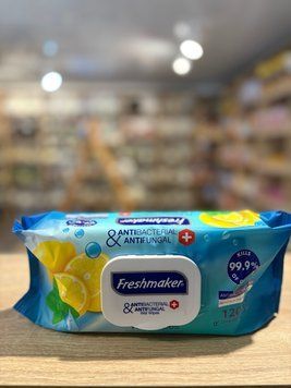 Вологі серветки Freshmaker Antibacterial & Antifungal Lemon, 120 шт 00166 фото
