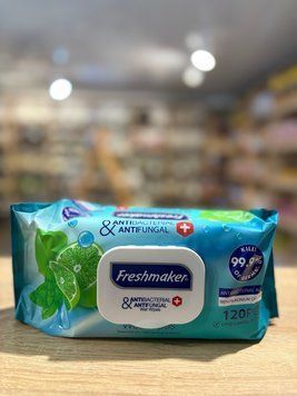 Вологі серветки Freshmaker Antibacterial & Antifungal Lime, 120 шт 00167 фото