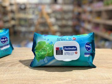 Вологі серветки Freshmaker Antibacterial & Antifungal з ароматом лайма, 72 шт 00169 фото