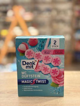 Блок для унитаза Denkmit WC Duftstein Magic Twist Rose & Litschi 2 шт 00417 фото