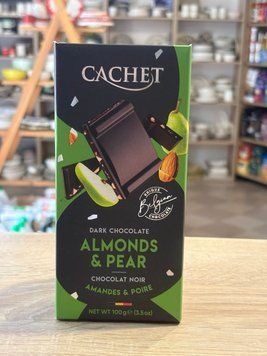Шоколад Cachet чорний з мигдалем та грушею 100 г 00517 фото