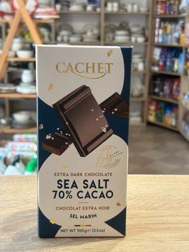 Шоколад Cachet екстрачорний 70% з морською сіллю 100 г 00520 фото